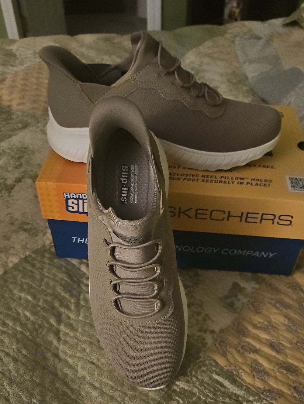 Skechers Women's Taupe Slip-On Athletic Sneakers with White Sole